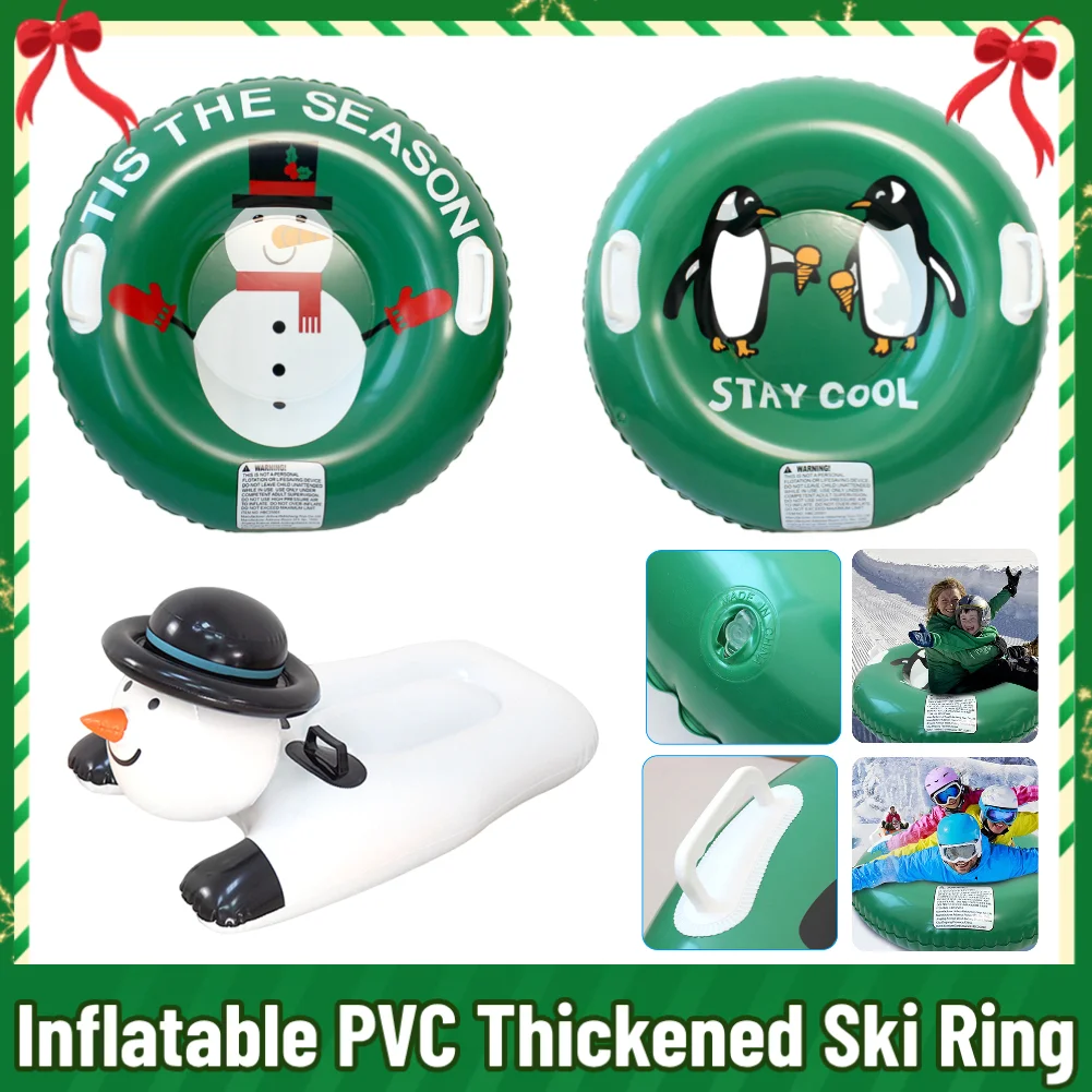 

PVC Thickened Ski Ring with Handles Snow Sled Inflatable Ski Board Leakproof Snow Ring Snow Sledding Tool for Outdoor Winter
