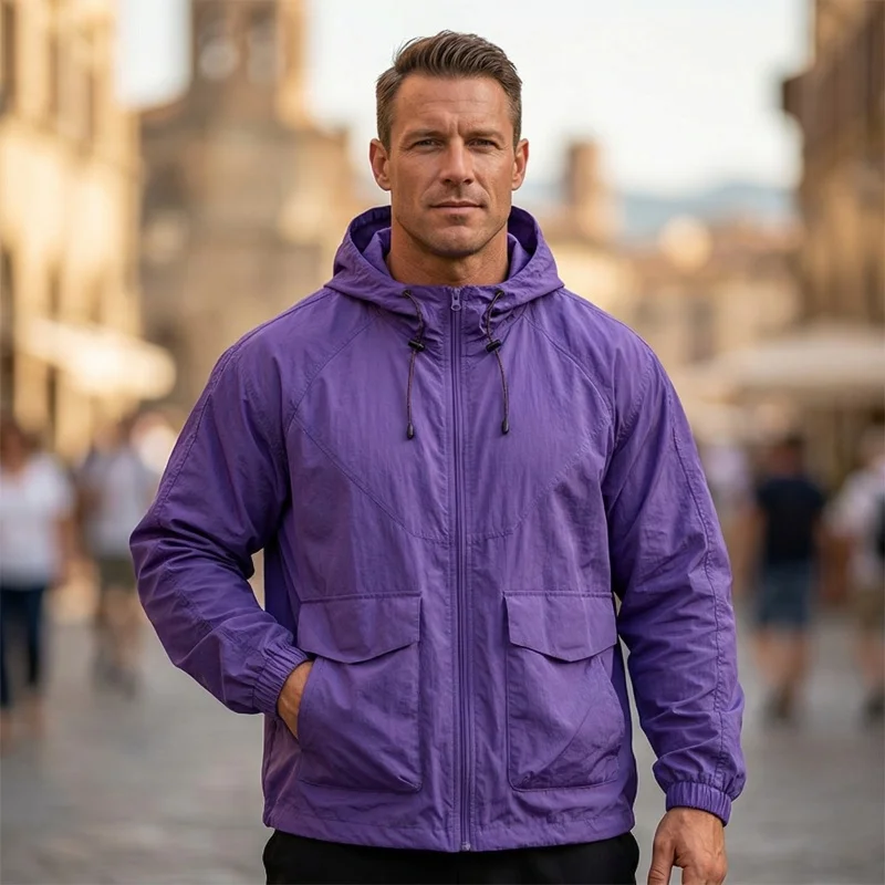 

Men Travel Sunscreen Jacket 2026 Summer Lightweight Quick Dry UV UPF 50+ Fishing Hooded Windbreaker Casual Waterproof Work Coat