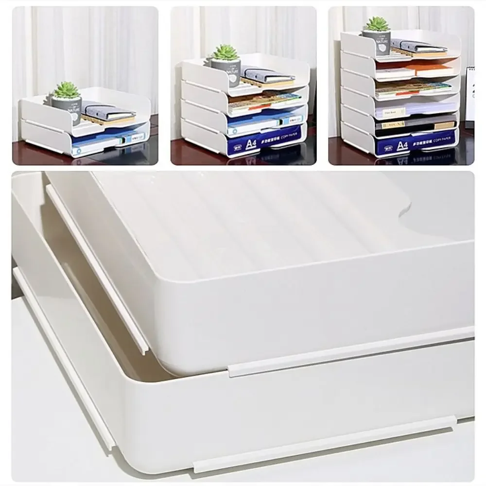 1 قطعة منظم سطح المكتب البسيط A4 ملف صينية تخزين أوراق رف منظم الملفات تكويم رف الملفات رف كتب أشتات بلاستيكية #6