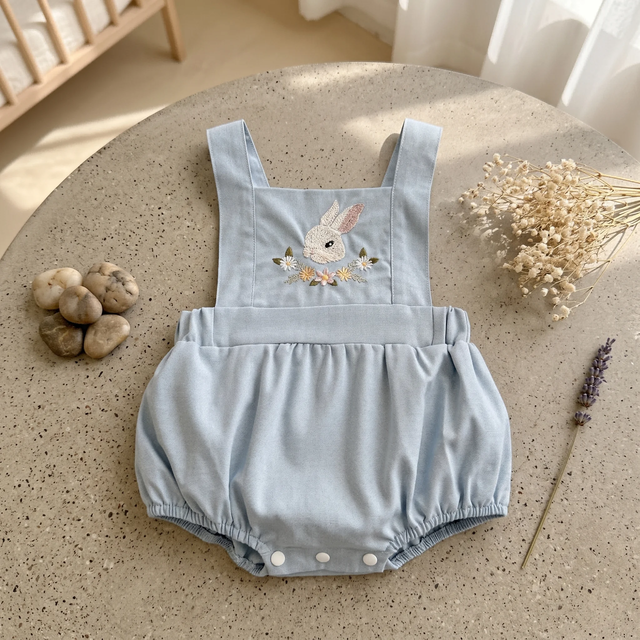Sommer-Strampler für Babymädchen mit Cartoon-Hasen-Stickerei, Niedliche Overalls für Kleinkinder im Süßen Stil – Detail 5