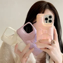 Koreaanse Ins Laser Roze Strik Leuke Telefoon Case Voor iPhone 16 Pro 15 14 13 Pro Max achterkant Mooie Schokbestendige Gevallen 15Pro Funda