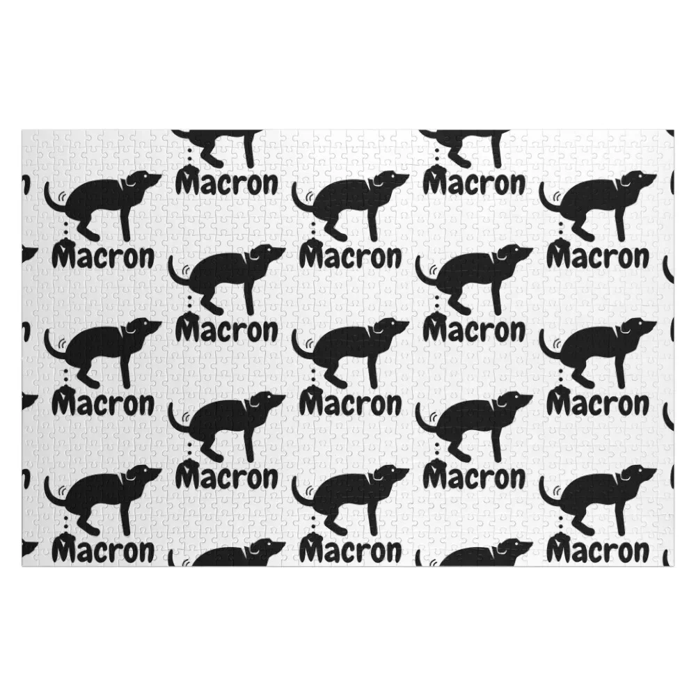 Macron Dog Pooping 1 Black Logo Jigsaw Puzzle With Photo Personalized Toys Custom Kids Toy Puzzle