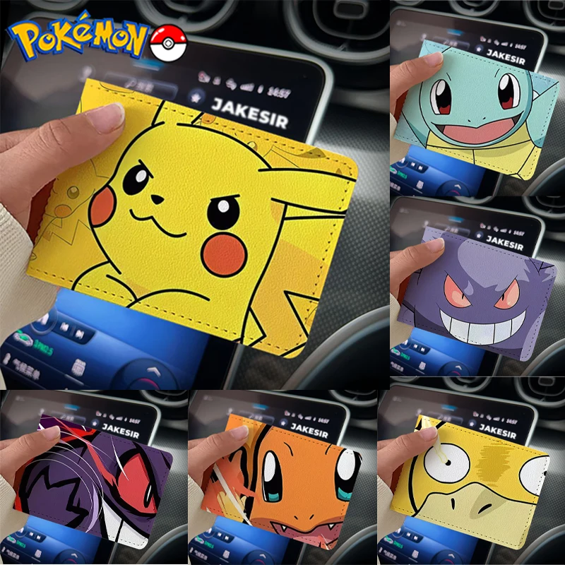 Pokemon Pikachu Driver\'s License Holders Cartoon Gengar ID Card Holders Kawaii Psyduck Credit Card Case PU 4 Card Slot Cover