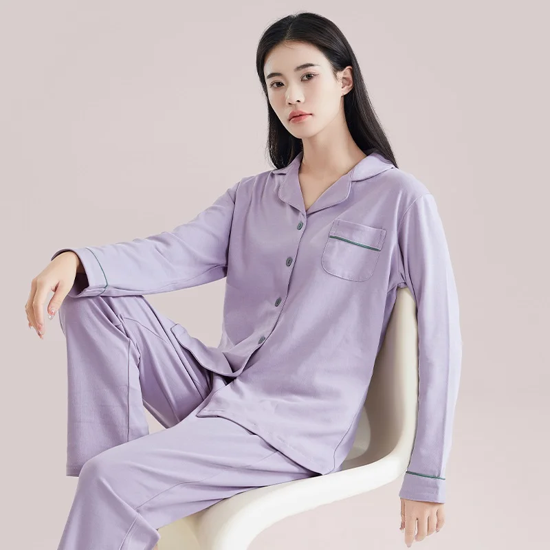 Fine Cotton Pajamas for Women PJ Full Sleeves Pijama Mujer Invierno Button-Down Winter Sleepwear Set Women White Cotton Pyjamas