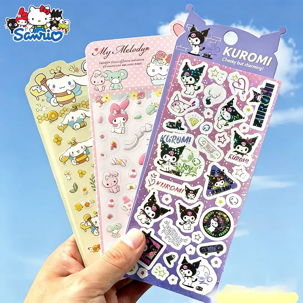 

Authentic Cinnamon Stickers Toys Sanrio Cartoon Kuromi Melody PVC Decals Toys For Diary Decorative Supplies Album Stick Label