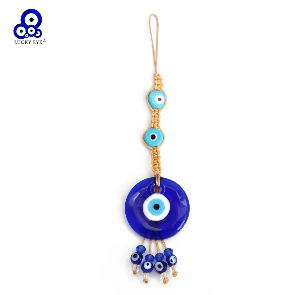Lucky Eye Turkish Evil Eye Pendant Wall Hanging Braided Rope Key Chain Car Keyring for Women Men llavero porte clé מחזיק מפתחות