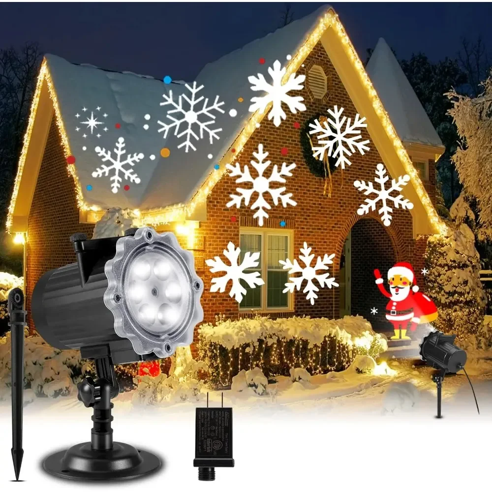 

10 Card Christmas Projector Light 8 Patterns Animation Effect Stage Spotlight with Remote Halloween Party Garden Projector Light