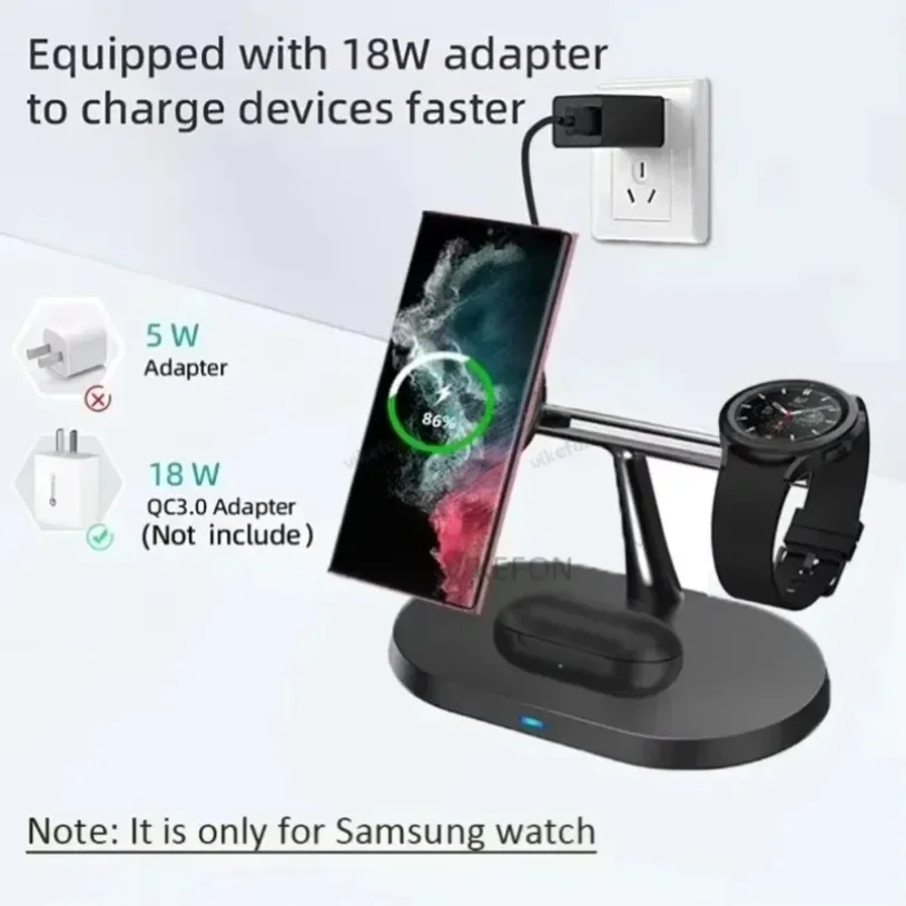 3-IN-1 Magnetic Wireless Charger Phone Charge Dock For Samsung S25 S24 S23 Galaxy Watch 7 6 5 4 3 2 Buds2/3/3 Pro Quick Charging view 3