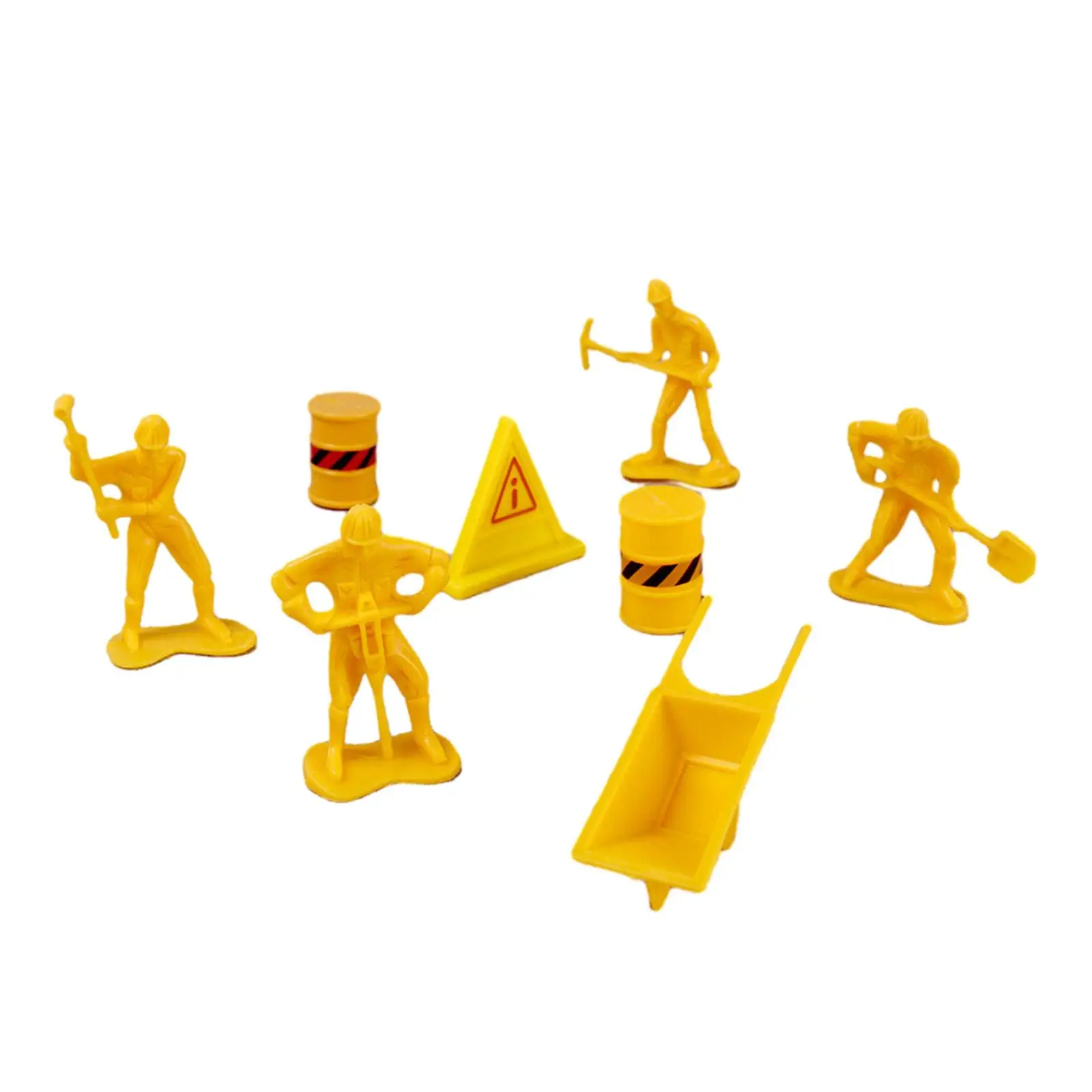 8 Pieces Street Workers Model Road Sign Decor Construction Cake Toppers for Party Supplies Baby Shower Birthday Children Kids