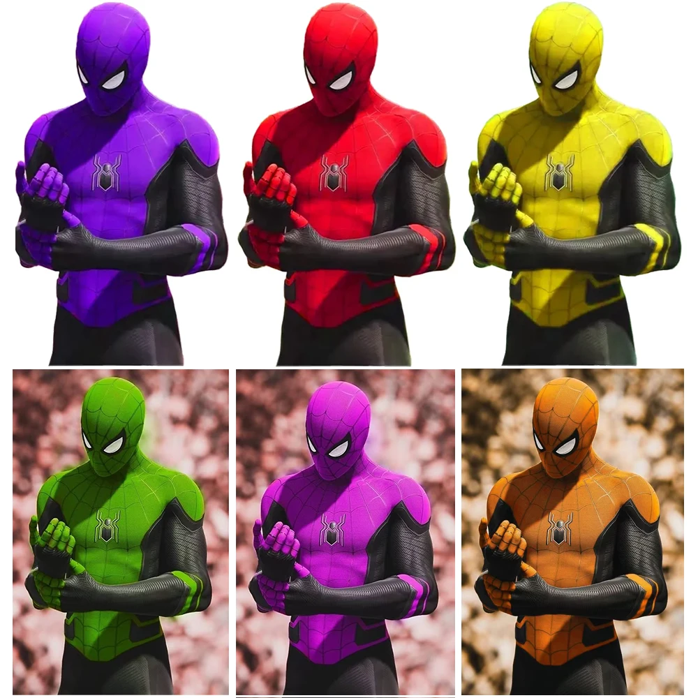 Multi Color Far From Home Spiderman Costume Cosplay Tom Holland Zentai Bodysuits Spandex Superhero Costume Halloween Cosplay