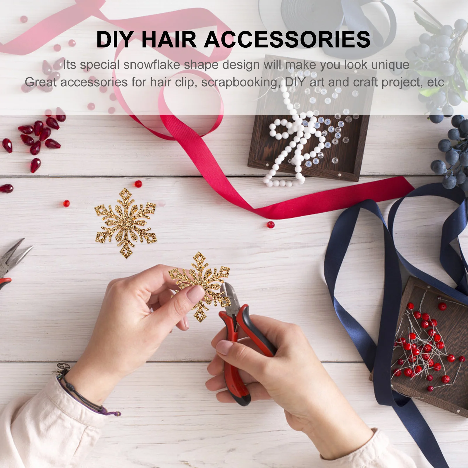 30 Pcs Decor DIY Decorative Snowflakes Accessories Headdress Kid Hairpin Patches Material Accessory Golden Jewelry Child