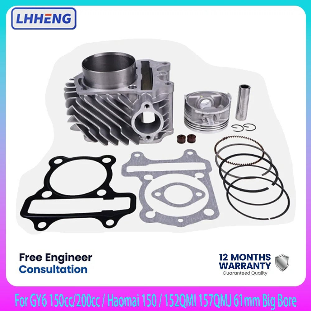 Cylinder Piston Kit For GY6 150cc 200cc Haomai 150 61mm Big Bore Upgrade Top End Rebuild 170cc Engine Parts