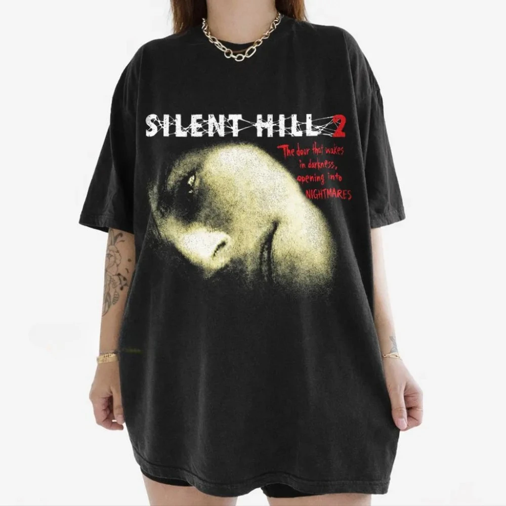 Vintage Silent Hill 2 T-Shirt Restless Dreams Horror Game Tee Unisex Clothing Graphic Short Sleeve Shirt Women Men for Summer