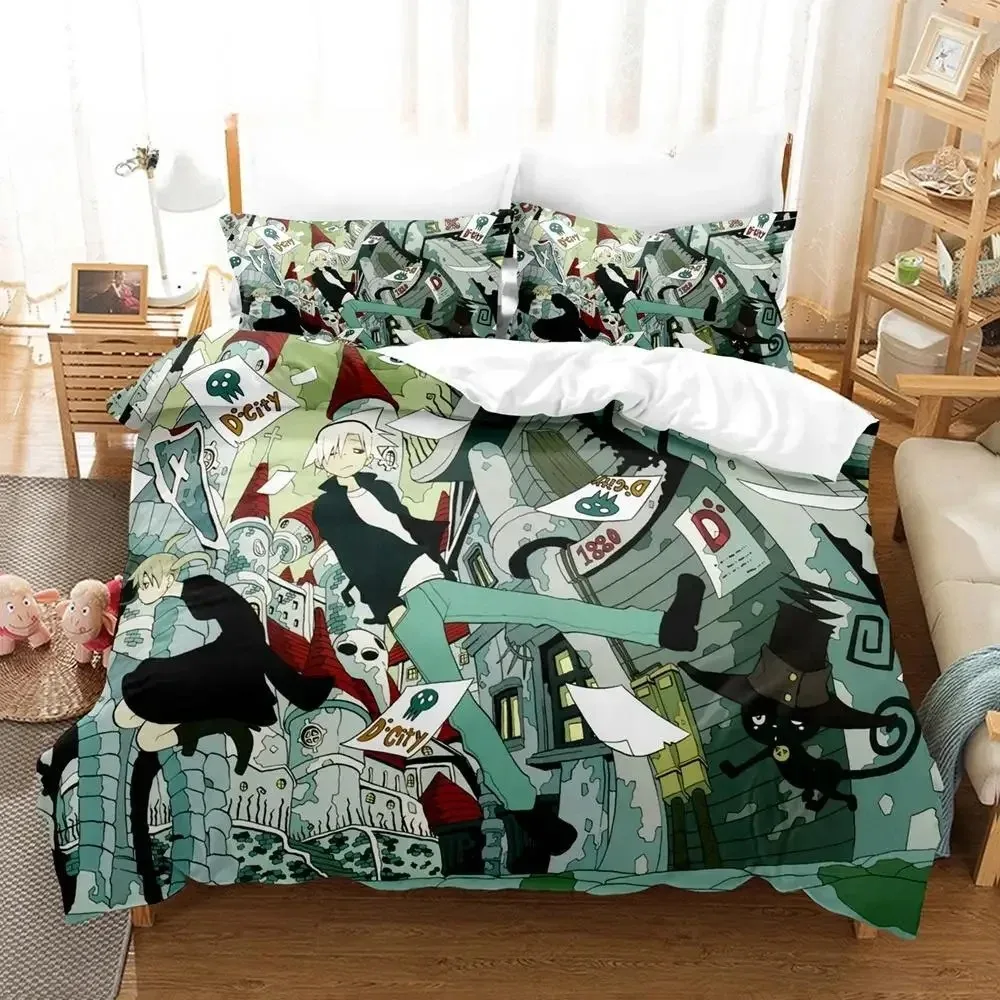 

2026 Soul Eater Duvet Cover Pillowcase Maka Black Star Bedding Set Adult Boy Girl Bedroom Decoration Children Single Double Size