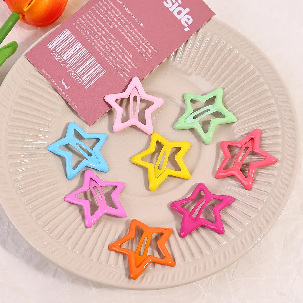 1PCS Y2K BB Star Hairclips Girls Colorful Cute Star Barrettes Women Simple Metal Snap Clip Headdress Hair Jewelry Accessories