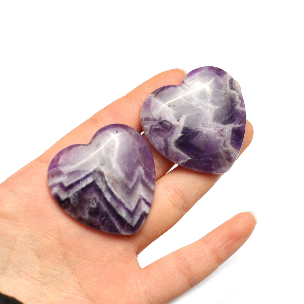 

2PCS Amethyst Heart-shaped Natural Crystal Quartz Stone Energy Healing Mineral Stone Rock Home Decor Geode