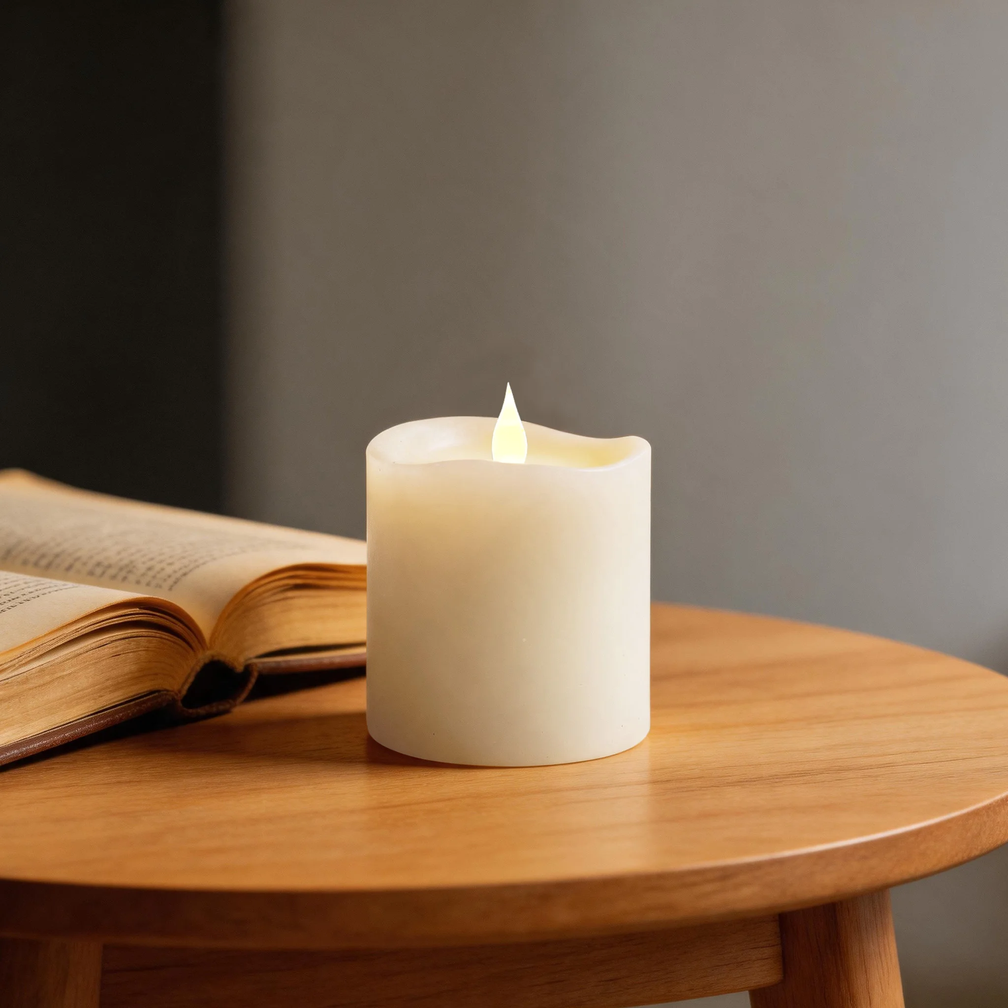 3" Real Wax Flameless Pillar Candles Set of 2, Battery Operated LED Flickering Candle with Remote Control & Timer for Home Wedding Party Decor, Ivory