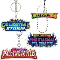 Anime New Pocket Monster Ptcg Mega Evolution Series Acrylic Keychain Diy Fashion Boys Game Collection Card Keyring Charm Gifts