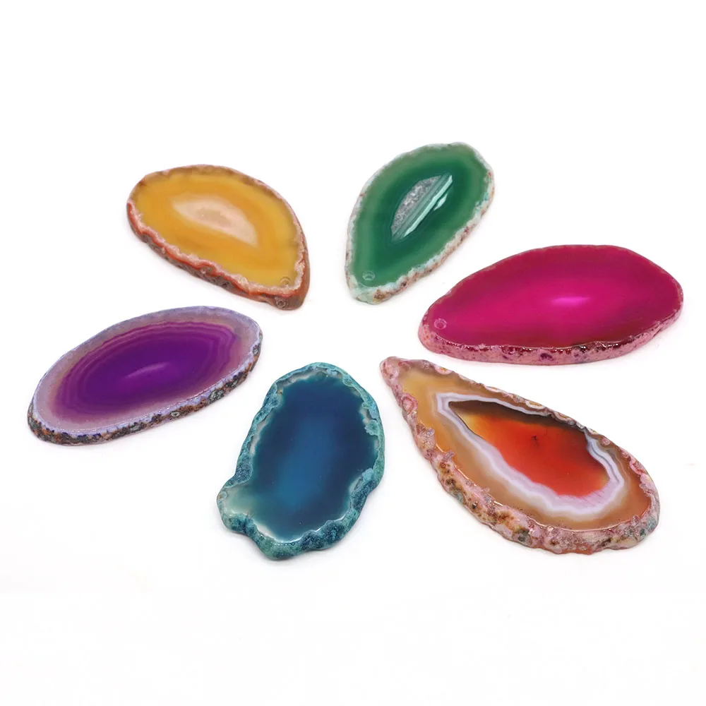 Irregular Natural Onyx Agates Geode Slice With Hole Reiki Healing Crystal Slices Stone for DIY Jewelry Pendant Home Decoration