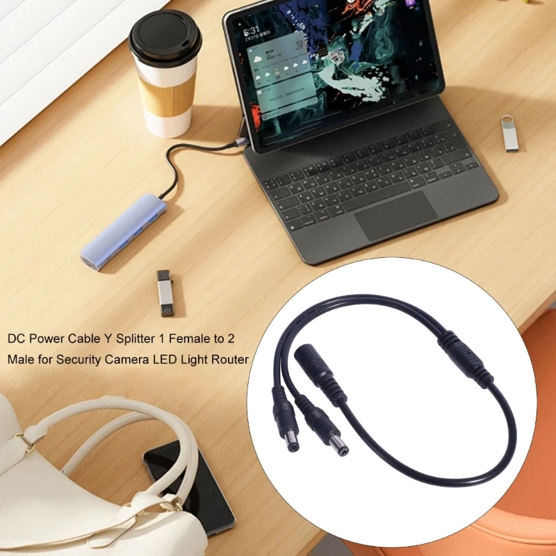 5.5x2.1mm Power Adapter Splitter Cable for LED Lighting and Digital Gadget