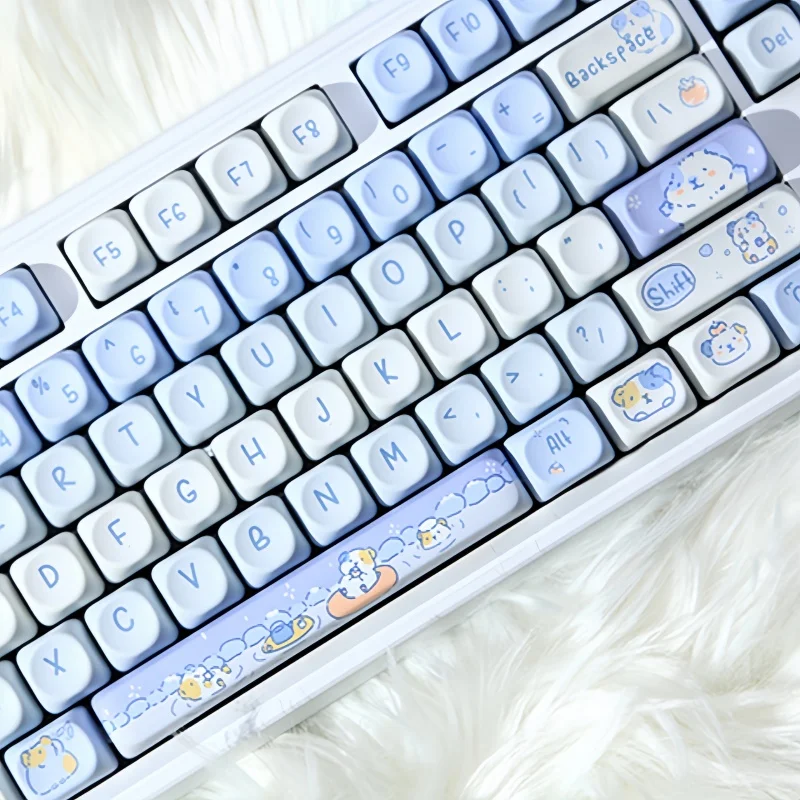 Anime dos desenhos animados azul gradiente tema keycaps 132 chave moa cereja perfil pbt sublimação térmica bonito criativo personalizado keycaps