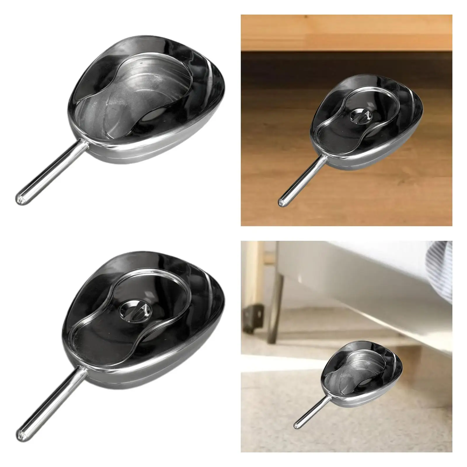 Portable Bedpan for Elderly Women Men Stainless Steel Toilet Bowl with Handle Easy Rinse Clean Reusable Home Care Sanitary