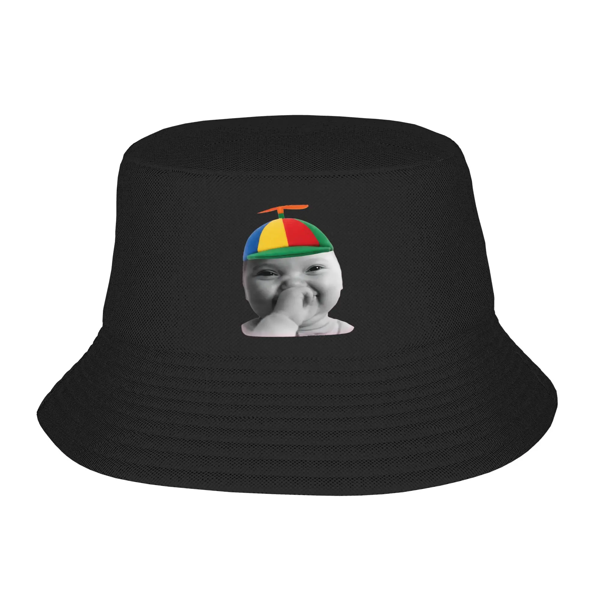 Women Cute AI niche baby Holding Laugh Bucket Hat Outfits  Bob Hat For Beach Headwear UV Protection