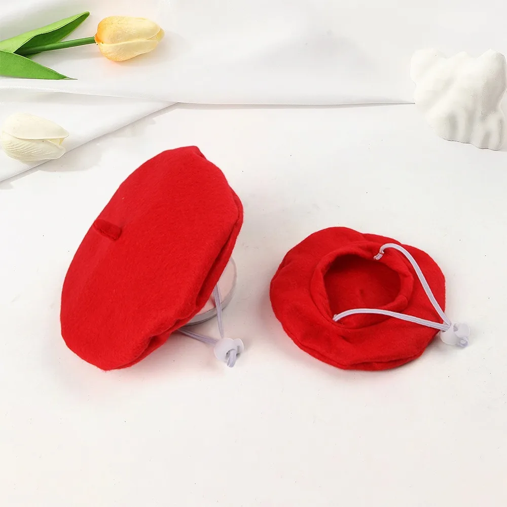 

Durable Cute Cat Beret Hat Fashionable Breathable Cat Dog Caps Comfortable Red Black Cat Sunscreen Hat For Cat Dog