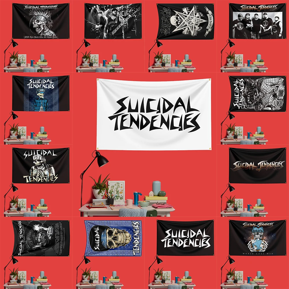 Suicidal Tendencies Inspired Rock Music Flag 3x5 FT 90x150cm Polyester Decorative Banner Tapestry For Music Fans Bedroom Wall De