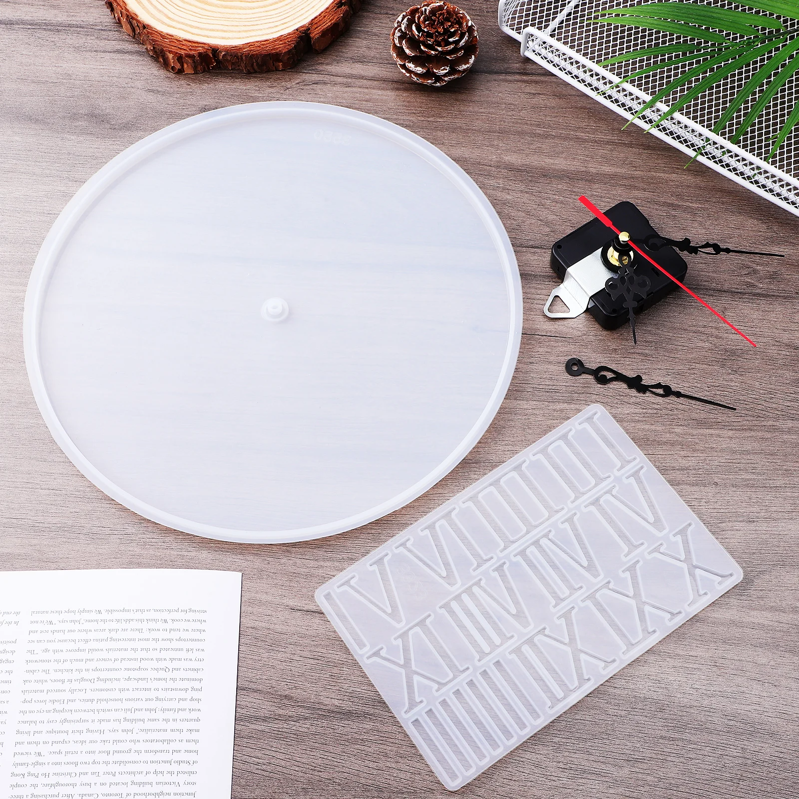 Circular Resin Clock Mold Kit Roman Numbers MD3550 MD3323 Clock Mechanism Silicone Molds For Epoxy Resin Wall Ornament Flexible