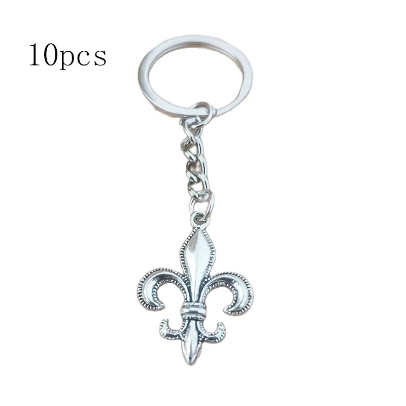 10 Pieces/lot Key Chain Wholesale Alloy Metal Lily Flowers Pendant Charms Fashion Keychain Keyring Jewelry