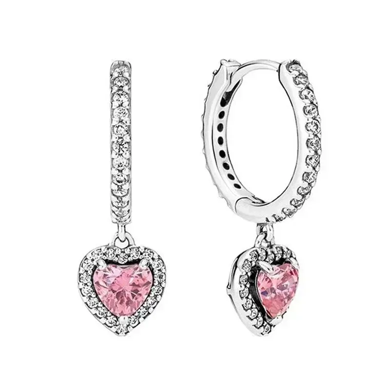 Herzförmige, funkelnde Ohrringe aus 925er Sterlingsilber als Überraschungsgeschenk für Frauen – Detail 9