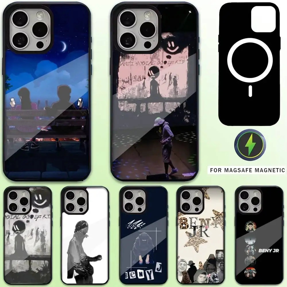 

B-BENY JR Rapper Phone Case For iPhone17,16,15,14,13,12,11 Plus,Pro Max Magnetic For Magsafe Wireless Charging