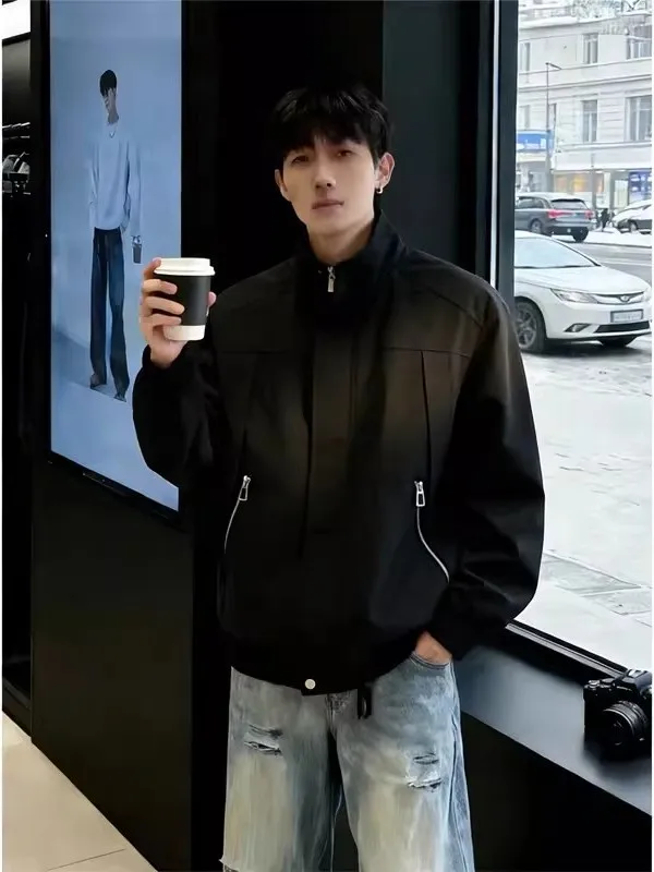 

Мужская весенняя куртка Bla American Sle с воротником-стойкой, в рабочем стиле, трендовая, высококачественная, в стиле Cleanfit, бейсбольная, повседневная, спортивная