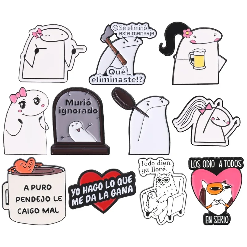 Spanish Latin Quotes Enamel Pins Funny Memes Flork Brooch Lapel Badge Cute Cartoon Edgy Hispanic Jewelry Gift For Friends
