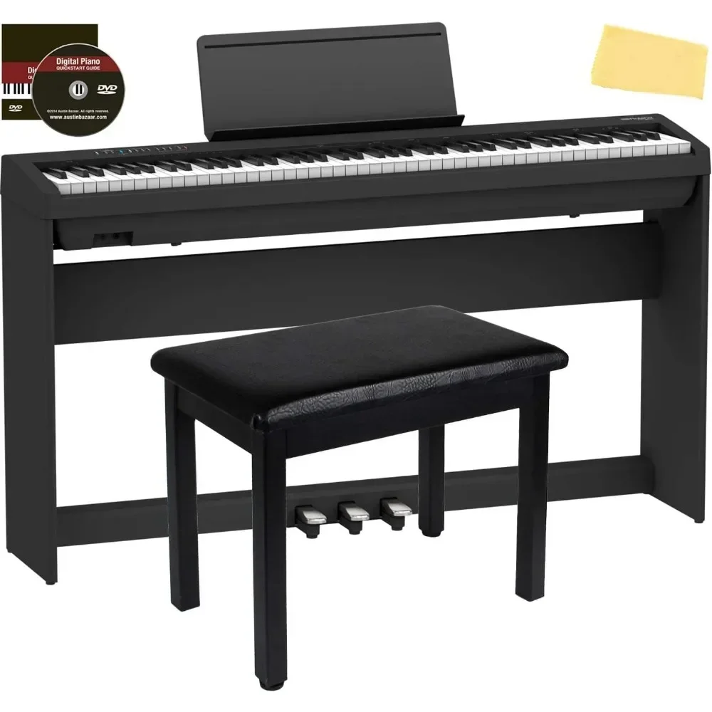 Digital Piano Bundle with KSC 70 Stand,KPD-70 Three Pedal Unit, Bench, Instructional DVD,and Austin Bazaar Polishing Cloth