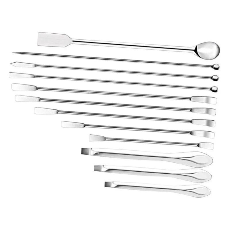 12Pcs Laboratory Spatula 304 Stainless Steel Multifunctional Sampling Scoop Experiment Supplies