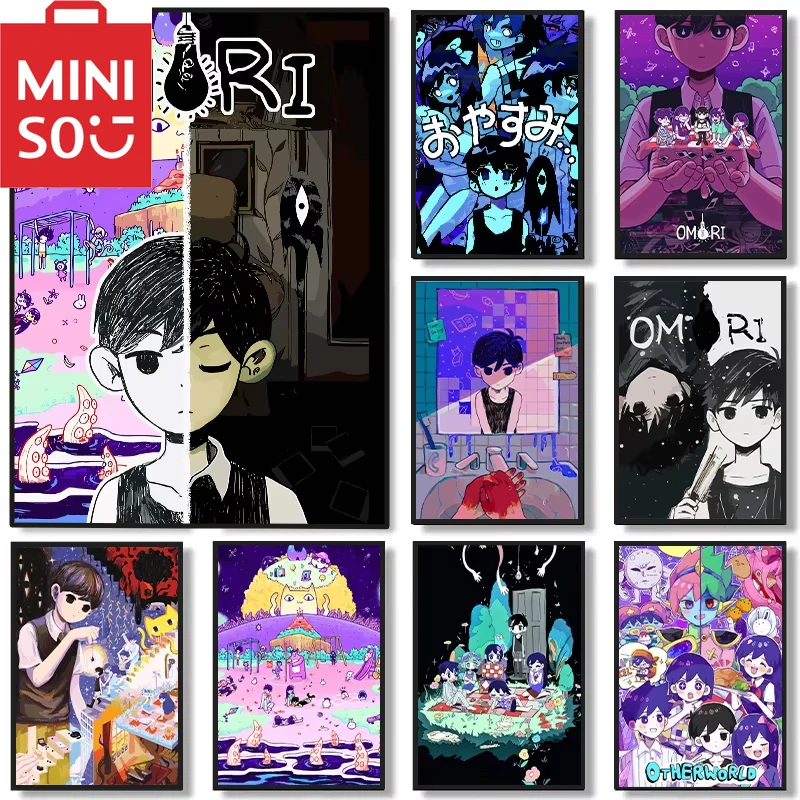 MINISO-pintura al óleo por número, póster de Omori, juego psicológico, dibujos animados, decoración del hogar, pared, dormitorio, decoración de habitación, marco de regalo