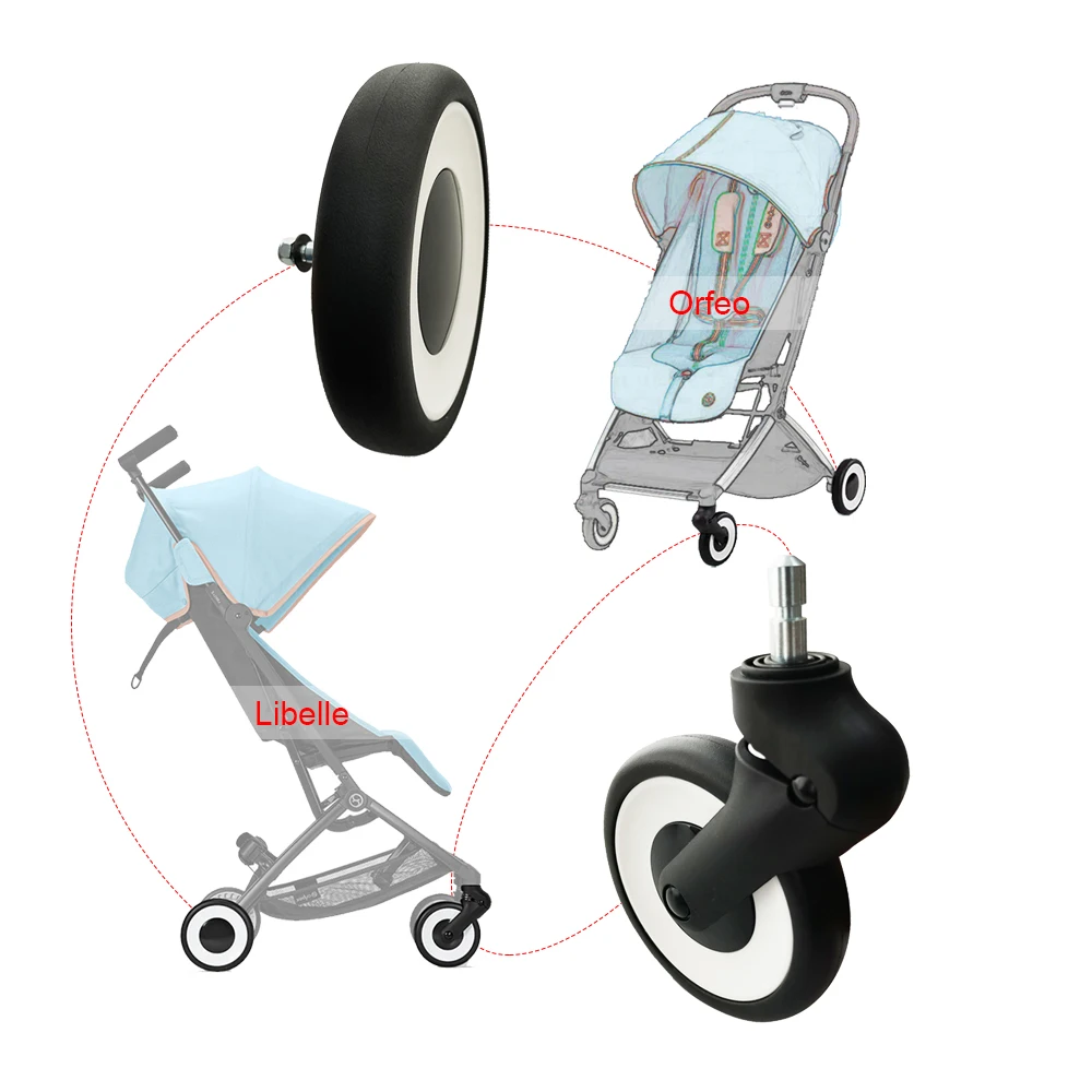 

Buggy Wheel For Cybex Libelle Orfeo Series Pushchair Front Or Rear Wheel With Tire Bearing Axle Baby Stroller DIY Parts