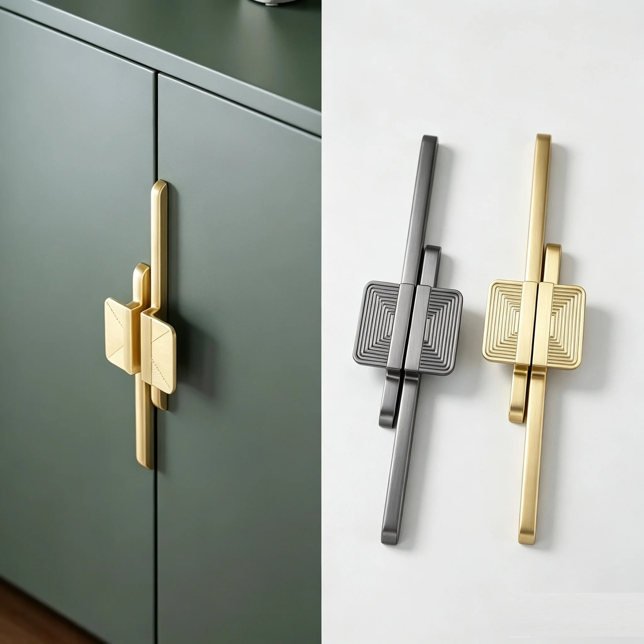Minimalist Cabinet Pulls Brushed Gold Zinc Alloy Kitchen Drawer Handles Wardrobe Dresser Furniture Hardware