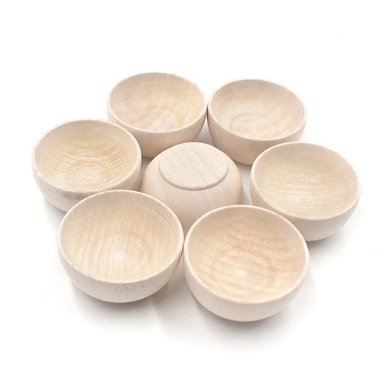 Ciotola piccola in legno massello ornamenti per la decorazione della casa in legno bambini creativi che dipingono giocattoli per la casa Mini stoviglie portatili
