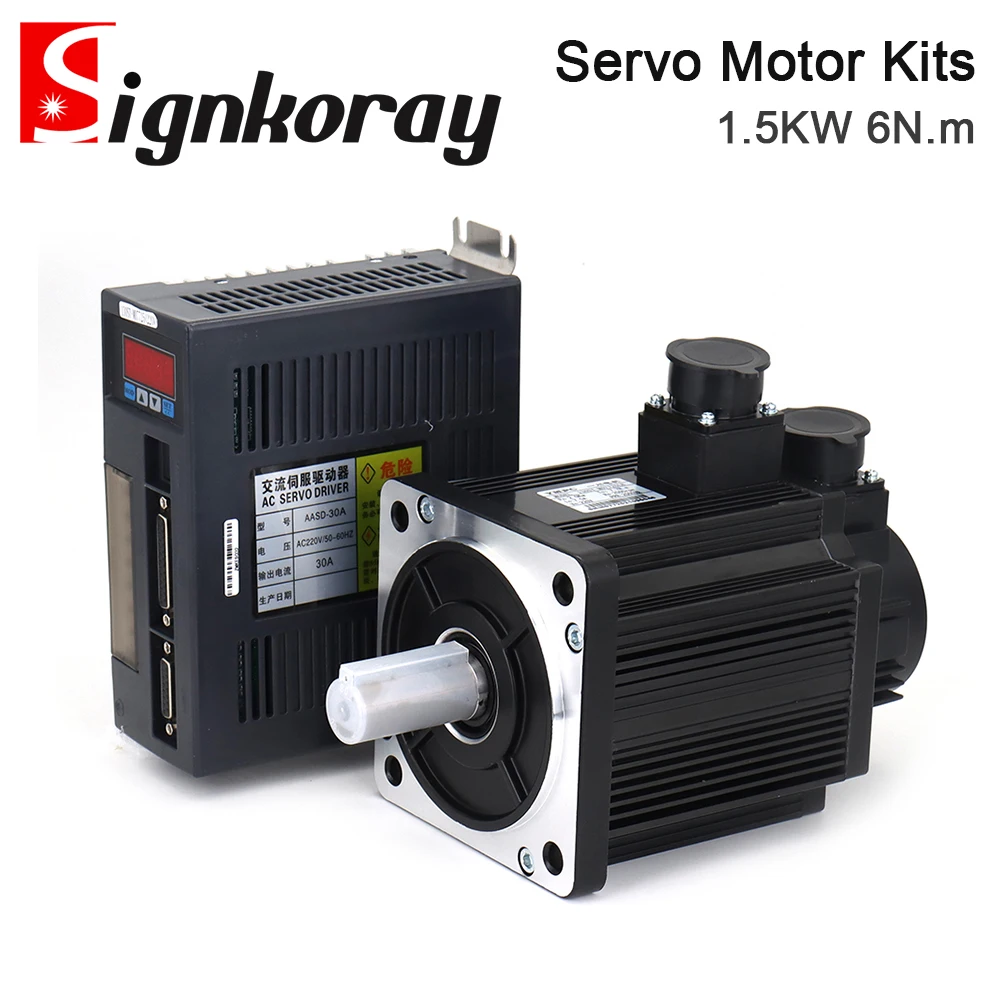 SignkoRay 1.5KW 6N.m AC Servo Motor Driver Kits 2500RPM 220V AC Motor AASD-30A+130ST-M06025 for CNC Router