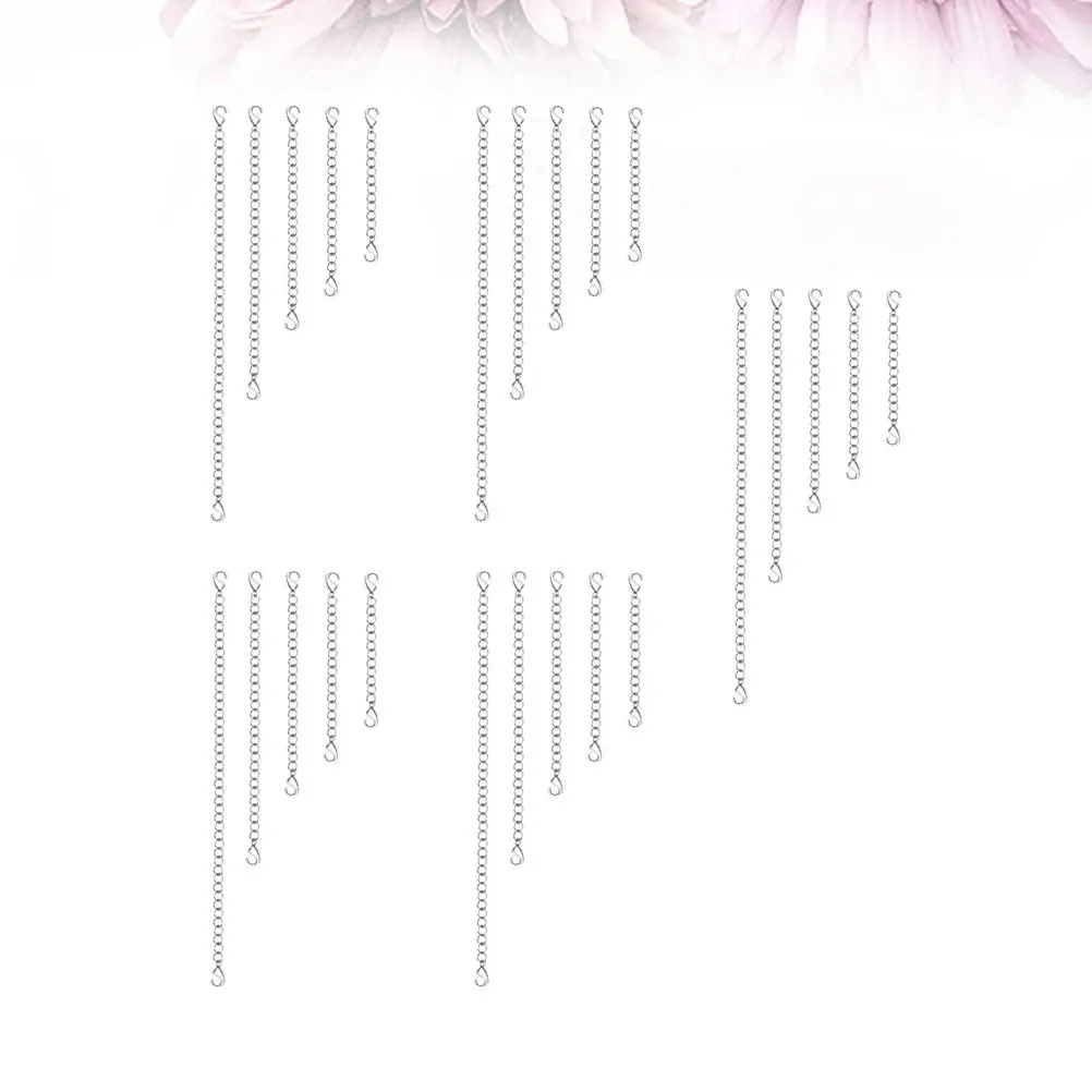 

25 шт. удлинительных цепочек с застежкой-карабином из прочного материала для изготовления украшений своими руками, 2, 3, 4, 5, 6 дюймов, стальная удлинительная цепочка