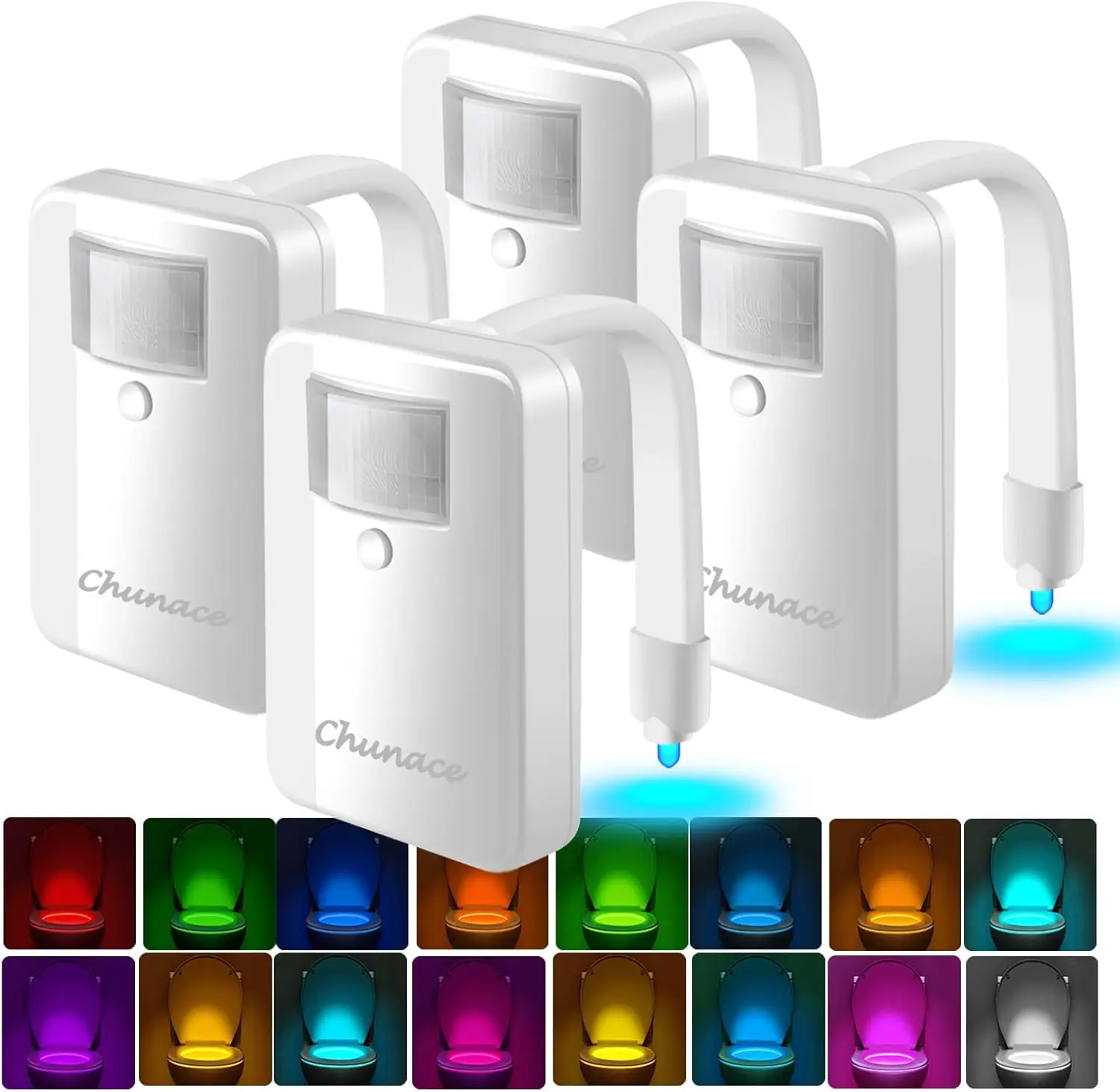 

4 Pack Toilet Night Light with Motion Activated Sensor, 16 Colors LED Nightlight Inside Bowl, Cool Stuff for Bathroom Decor Accessories, Unique & Funny Gadgets for Men/Kids 2025