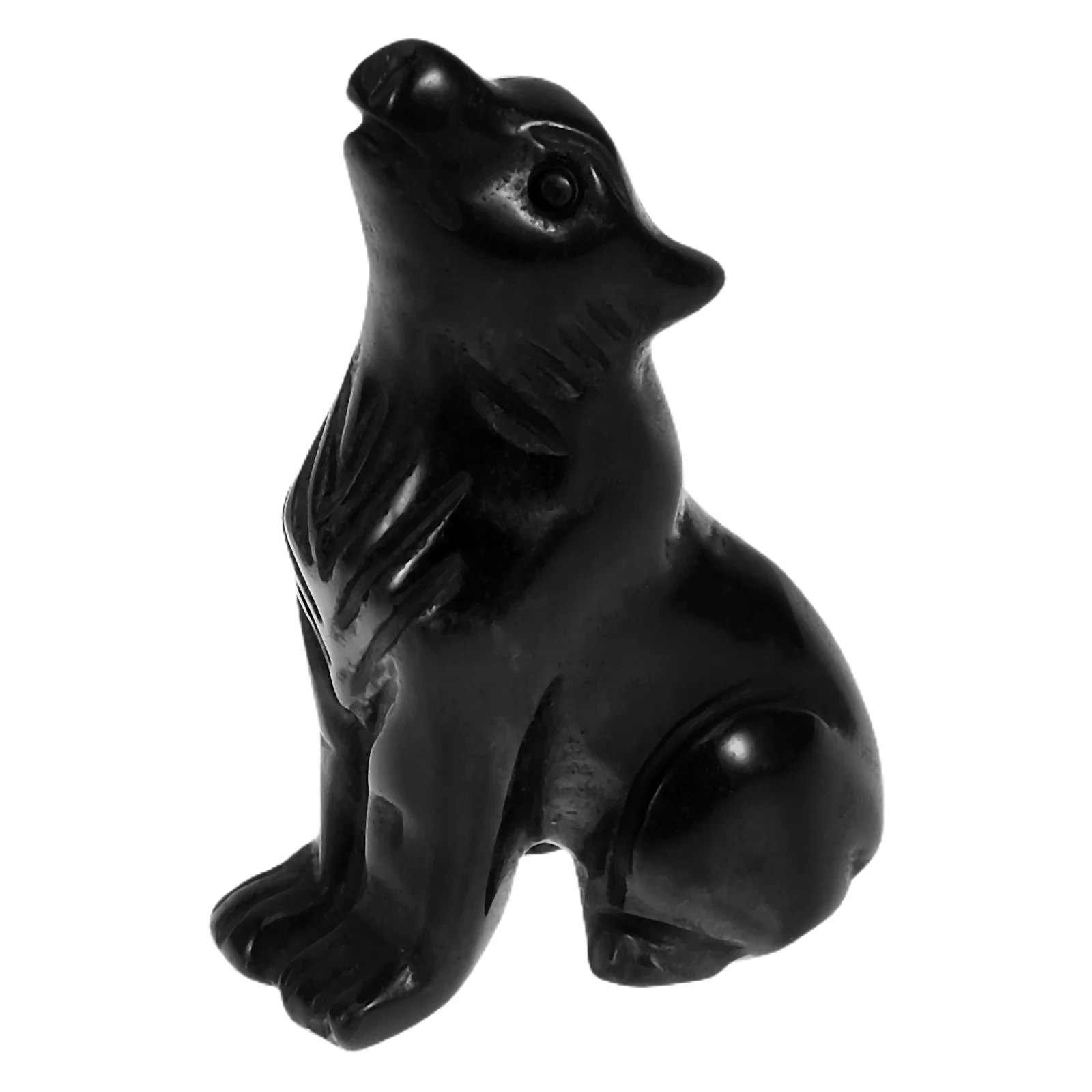 

Obsidian Small Wolf Statue Finish Detailed Animal Sculpture Desktop Home Office Decor Wolf Ornament