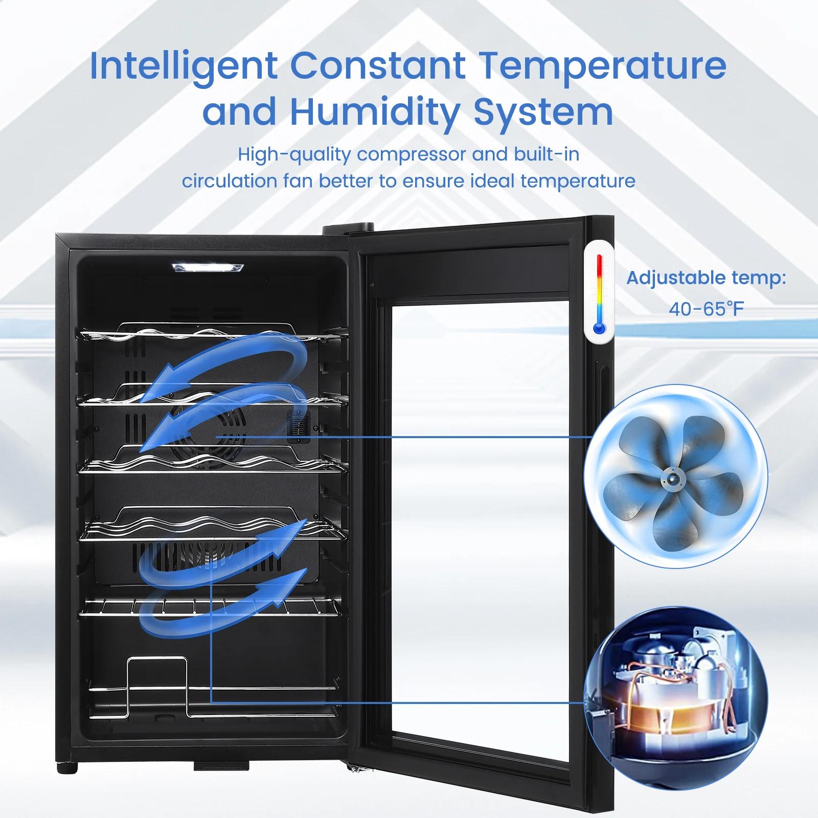 Wine Cooler Refrigerator-24-Bottle Capacity,Compressor Freestanding Beverage Fridge,Digital LED Touch Control