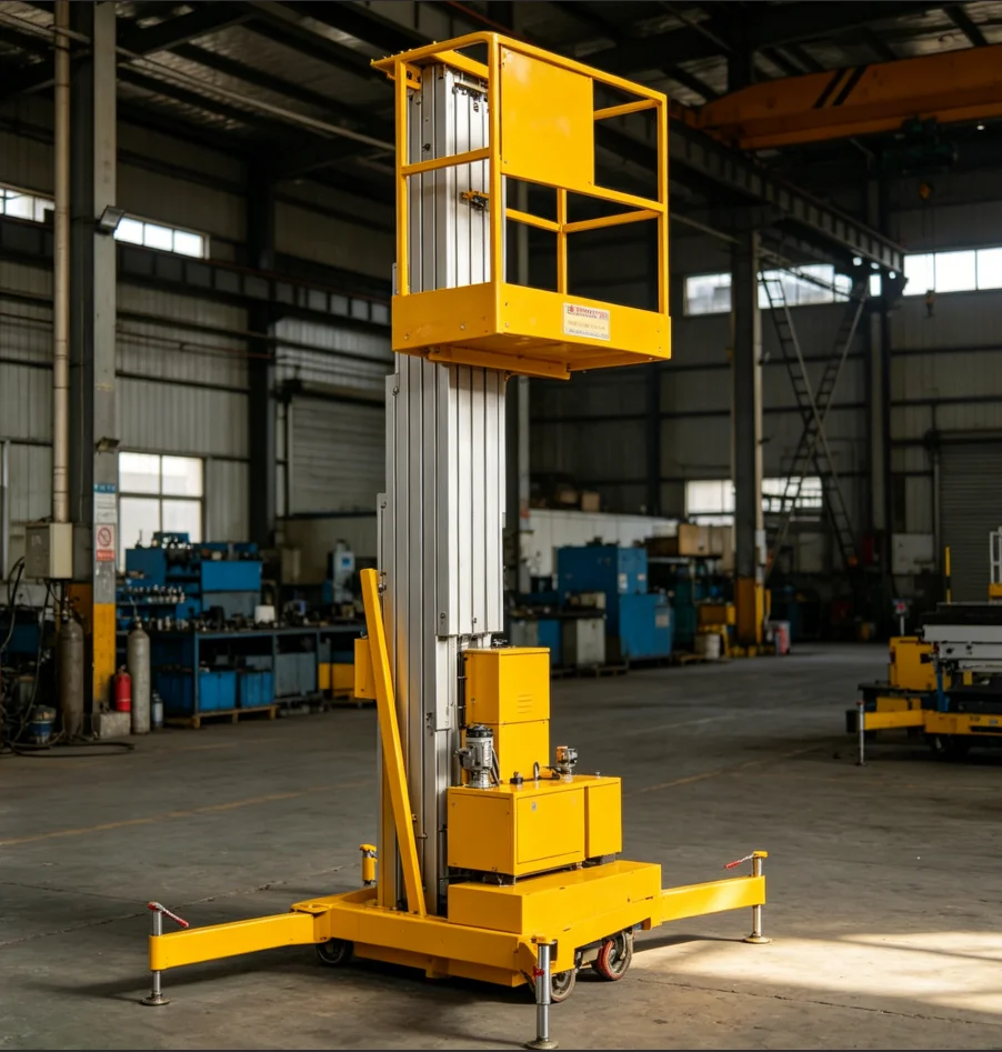 

Eletric Aerial Work Platform 5m 8m 9m 12m Aluminium Vertical Dual Mast Telescopic Man Lift for Maintenance