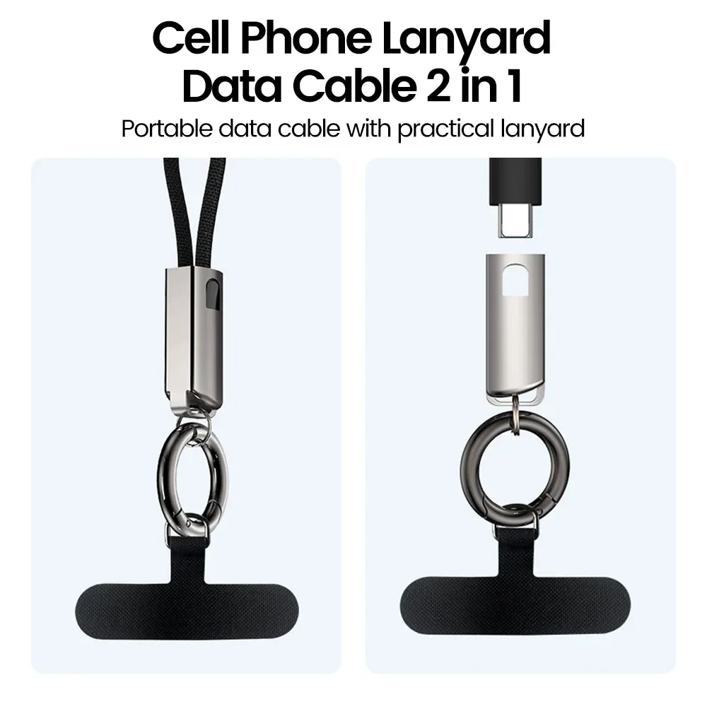 2 IN 1 Type C To Type C Cable Keychain Short Charge Data Cord 60W Fast Charging for iPhone Xiaomi Samsung USBC Quick Charge Wire