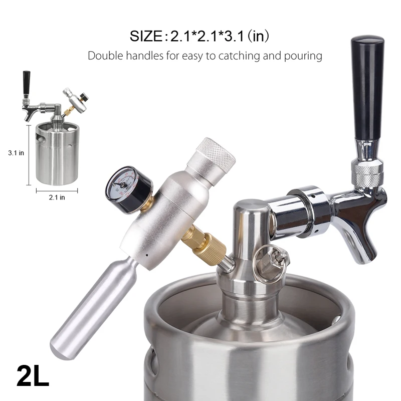 5L stainless steel beer keg, mini keg whisk, craft beer two-shot container, bar counter, table top whisk