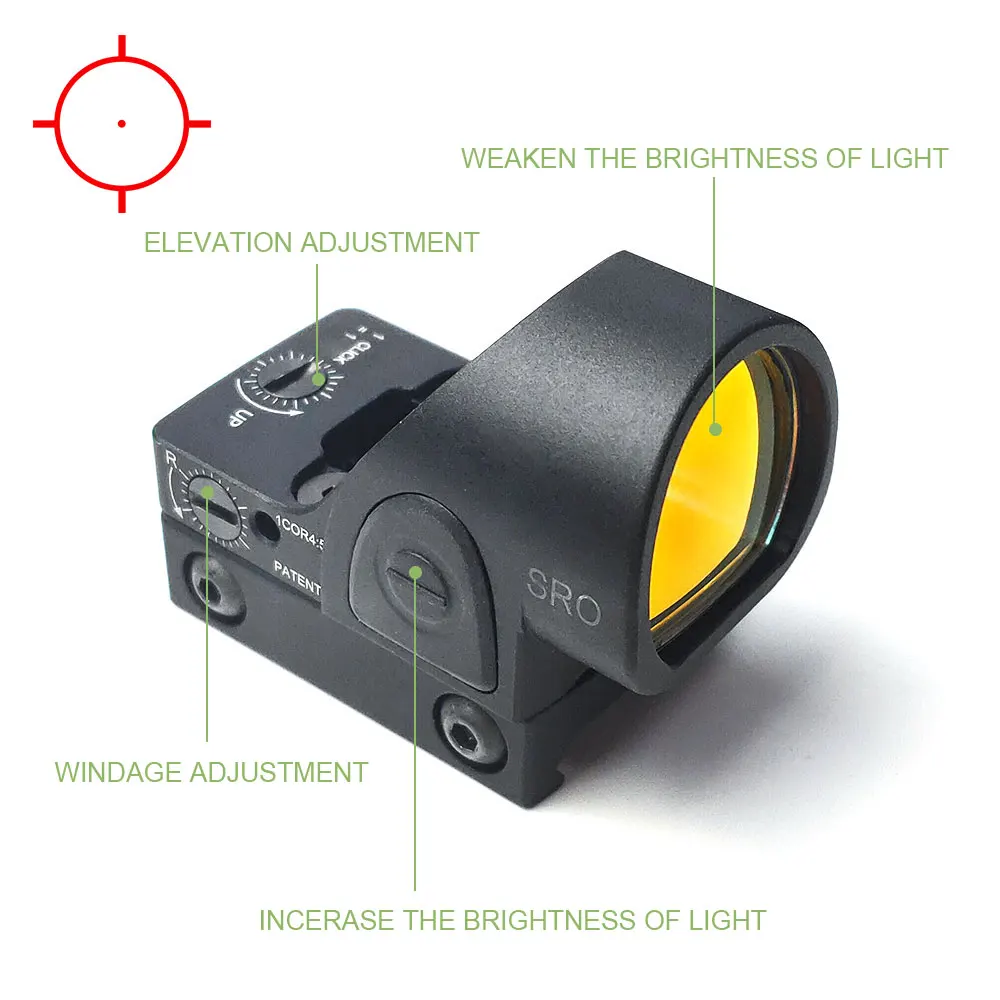 Imagem -04 - Sotac-metal Sro Red Dot Scope Sight Collimador Tactical Hunting Optics Reflex Fit 20 mm Rail